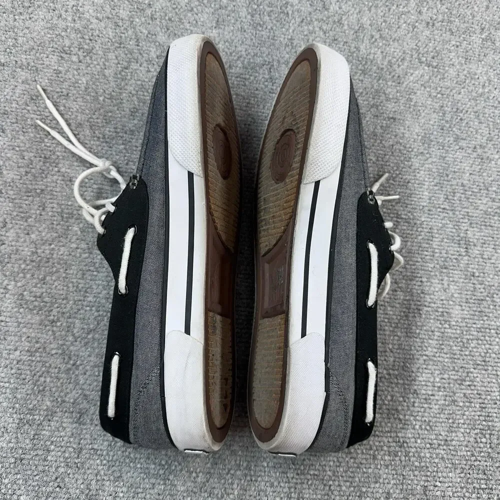 Polo Ralph Lauren Boat Shoes Mens 10.5D Franz Sneakers Grey Canvas Lace Up